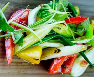 ��Sursøt” wok med mango og pak choy